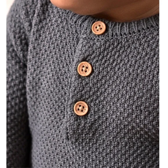 Gerber Baby Boys Charcoal gray sweater Knit Coverall, Cardigan, & Hat Set, 3-6M - Picture 3 of 15